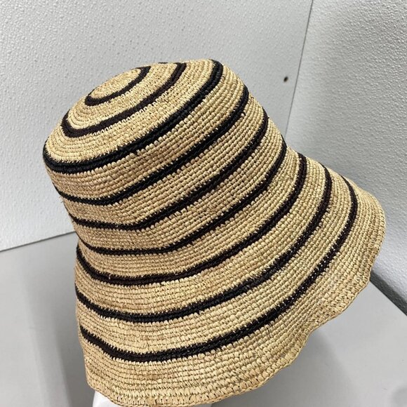 Vince Women’s Striped Woven Straw Bucket Hat - Picture 3 of 9